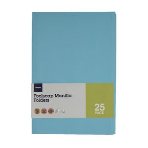 J.Burrows Foolscap Manila Folder Aqua 25 Pack