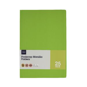 J.Burrows Foolscap Manila Folder Lime 25 Pack