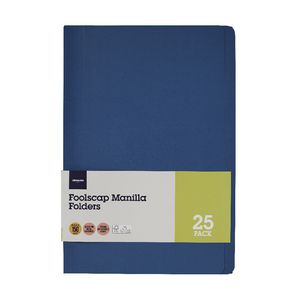 J.Burrows Manila Folder Foolscap Navy 25 Pack