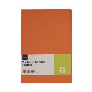 J.Burrows Foolscap Manila Folder Orange 25 Pack