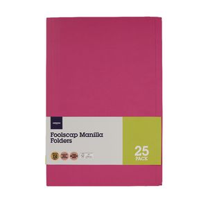 J.Burrows Foolscap Manila Folder Pink 25 Pack