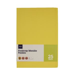 J.Burrows Foolscap Manilla Folder Yellow 25 Pack