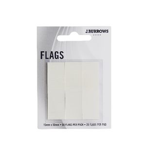 J.Burrows Translucent Flags 15 x 50mm White 3 Pack
