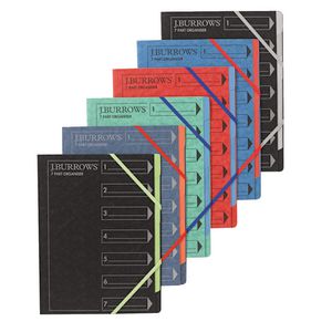 J.Burrows A4 7 Part Organiser Pressboard Assorted Colours