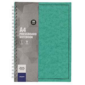 J.Burrows A4 Hard Cover Pressboard Notebook Green