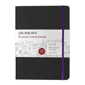 J.Burrows Journal 181 x 250mm Black with Purple Elastic