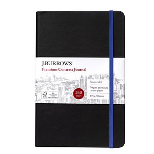 J.Burrows Journal 135 x 210mm Black with Blue Elastic