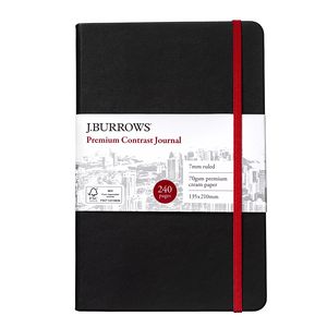 J.Burrows Journal 135 x 210mm Black with Cherry Elastic