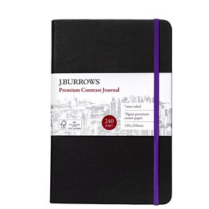 J.Burrows Journal 135 x 210mm Black with Purple Elastic