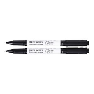 J.Burrows Needle Tip Permanent Markers Black 2 Pack