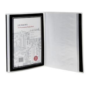 J.Burrows Presentation Display Book A4 20 Pocket Fixed Black