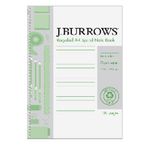 J.Burrows A4 Recycled Notebook 120 Page