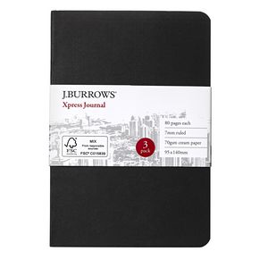 J.Burrows Small Xpress Coloured Journal Black