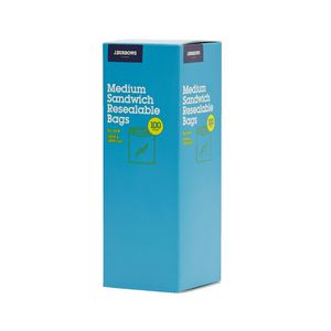 J.Burrows Resealable Plastic Bags Medium 100 Pack