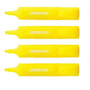 J.Burrows Highlighters Yellow 4 Pack