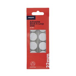 J.Burrows Hook and Loop Dots 22mm White 12 Pack