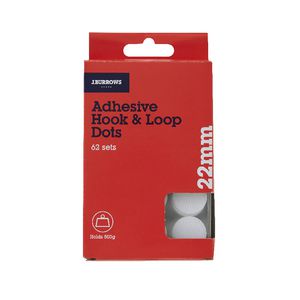 J.Burrows Hook and Loop Dots 22mm White 62 Pack