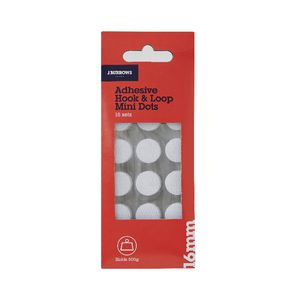 J.Burrows Hook and Loop Mini Dots 16mm White 15 Pack
