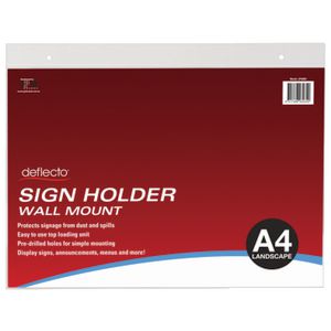 deflect-O Wall Mount A4 Sign Holder Landscape