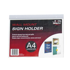 deflect-O Wall Mount A4 Sign Holder Landscape