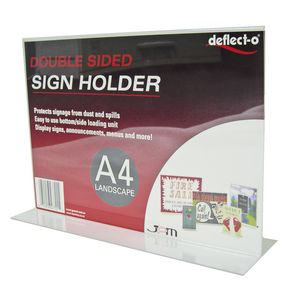 deflect-O Double Sided T-Shape A4 Sign Holder Landscape