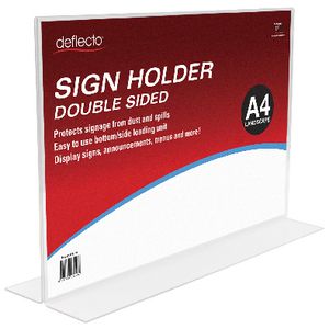 deflect-O double-sided T-Shape A4 Sign Holder Landscape
