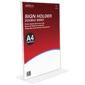 deflect-O A4 double-sided T-Shape Sign Holder Portrait