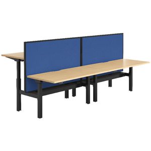 Stilford 4 Person Desk 3000mm and 2 Screens Black/Blue