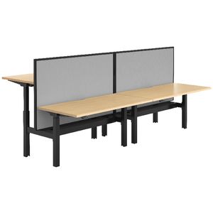 Stilford 4 Person Desk 3000mm and 2 Screens Black/Grey
