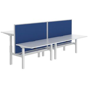 Stilford 4 Person Desk 3000mm and 2 Screens White/Blue