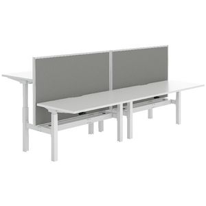 Stilford 4 Person Desk 3000mm and 2 Screens White/Grey