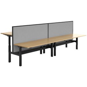 Stilford 4 Person Desk 3600mm and 2 Screens Black/Grey