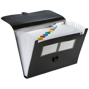Keji Expanding File 13 Pocket with Handle Black