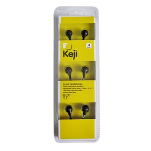 Keji In Ear Earphones Black 3 Pack