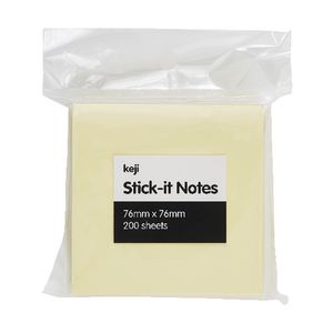 Keji Stick-it Notes 76 x 76mm 200 Sheets Yellow
