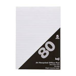 A4 Recycled Ruled Office Pad 80 Page 5 Pack