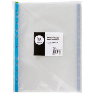 Keji Sheet Protector A4 Light Weight Coloured Spine 50 Pack