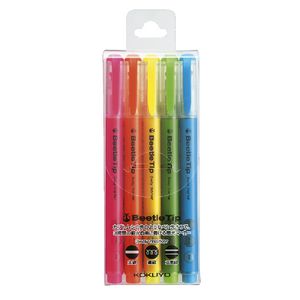 Kokuyo Beetle Tip 3 Way Highlighters Assorted 5 Pack