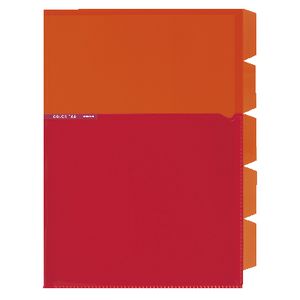 Kokuyo Color Tag A4 Bi-Color Letter File 5 Tab Orange/Red