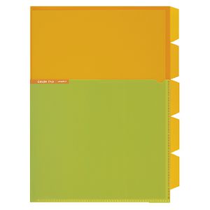 Kokuyo Color Tag A4 Bi-Color Letter File 5 Tab Yellow/Green