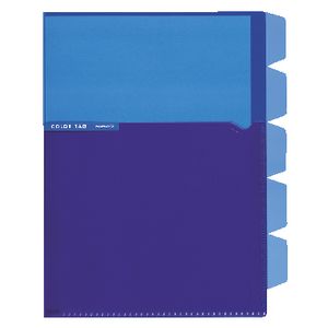 Kokuyo Color Tag A5 Bi-Color Letter File 5 Tab Blue/Purple