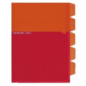 Kokuyo Color Tag A5 Bi-Color Letter File 5 Tab Orange/Red