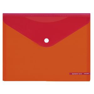 Kokuyo Bi-Color A5 Document Wallet Button Large Orange/Red