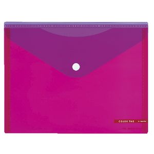 Kokuyo Bi-Color A5 Document Wallet Button Large Pink