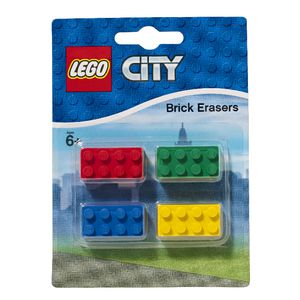 LEGO City Brick Erasers Assorted Colours 4 Pack