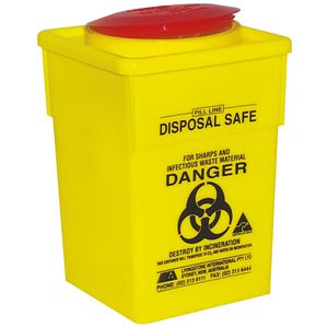 Livingstone Sharps Disposal Container PP Yellow Square 5L