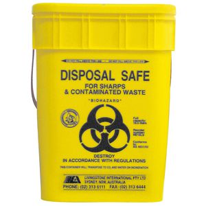 Livingstone Sharps Disposal Container PP Yellow Square 17L