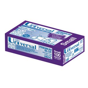 Universal Vinyl Powder Free Premium Blue Glove Small 100 Pack