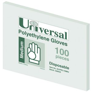 Universal Polyethylene Gloves Medium 100 Pack