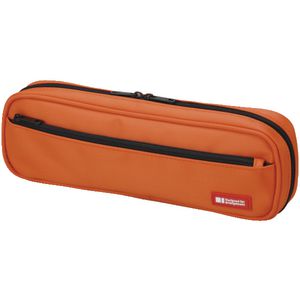 Lihit Lab Twin Zip Tube Multi Compartment Pencil Case Orange